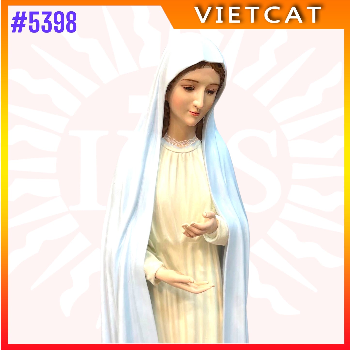 #5398 Hand-painted Wooden Statue of Our Lady of Fatima