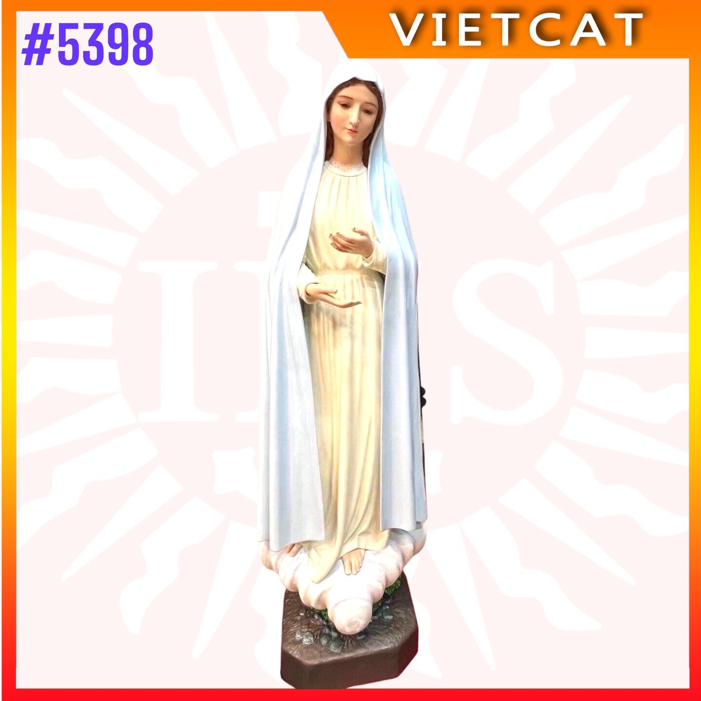 #5398 Hand-painted Wooden Statue of Our Lady of Fatima