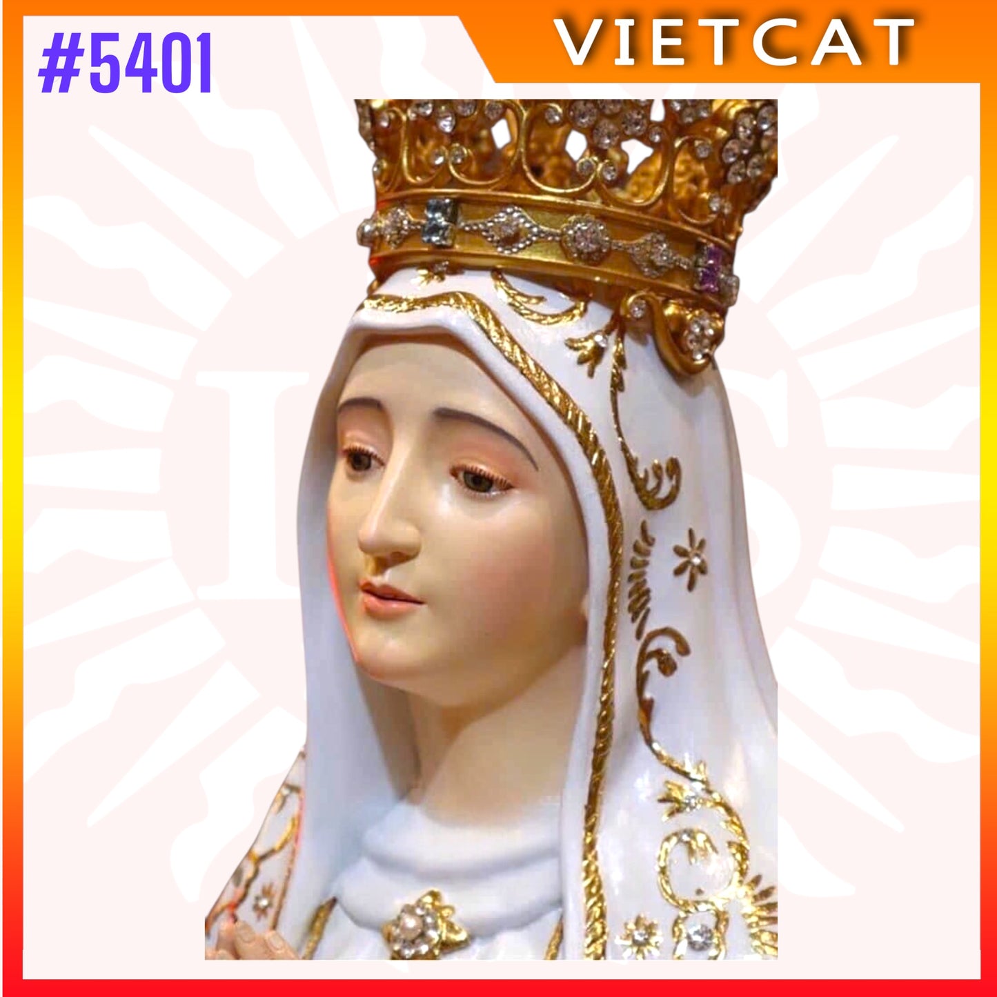 #5401 Hand-drawed Colored Wooden Statue of Our Lady of Fatima