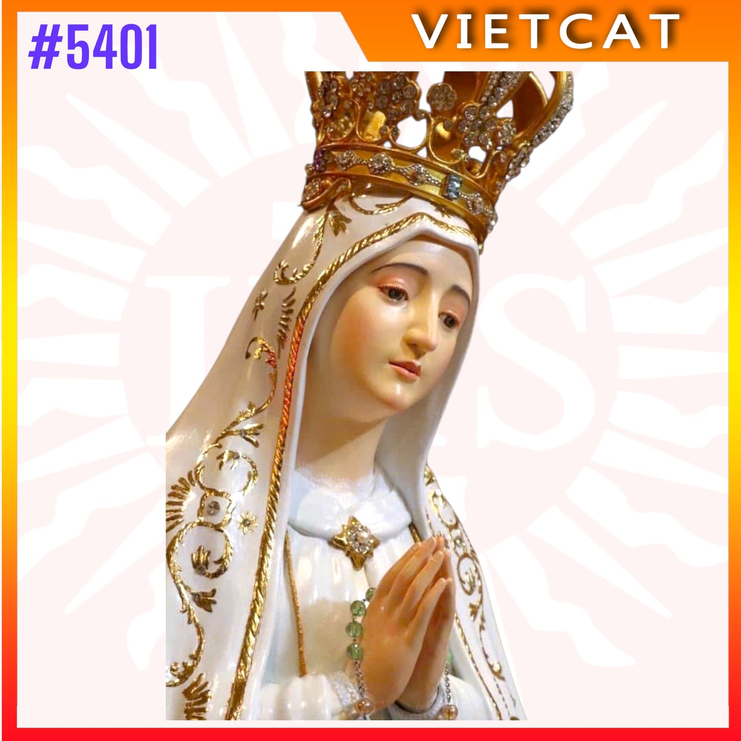 #5401 Hand-drawed Colored Wooden Statue of Our Lady of Fatima
