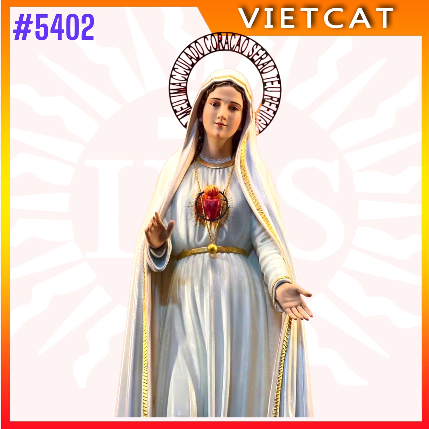 #5402 Hand-painted Wooden Statue of Our Lady of Fatima