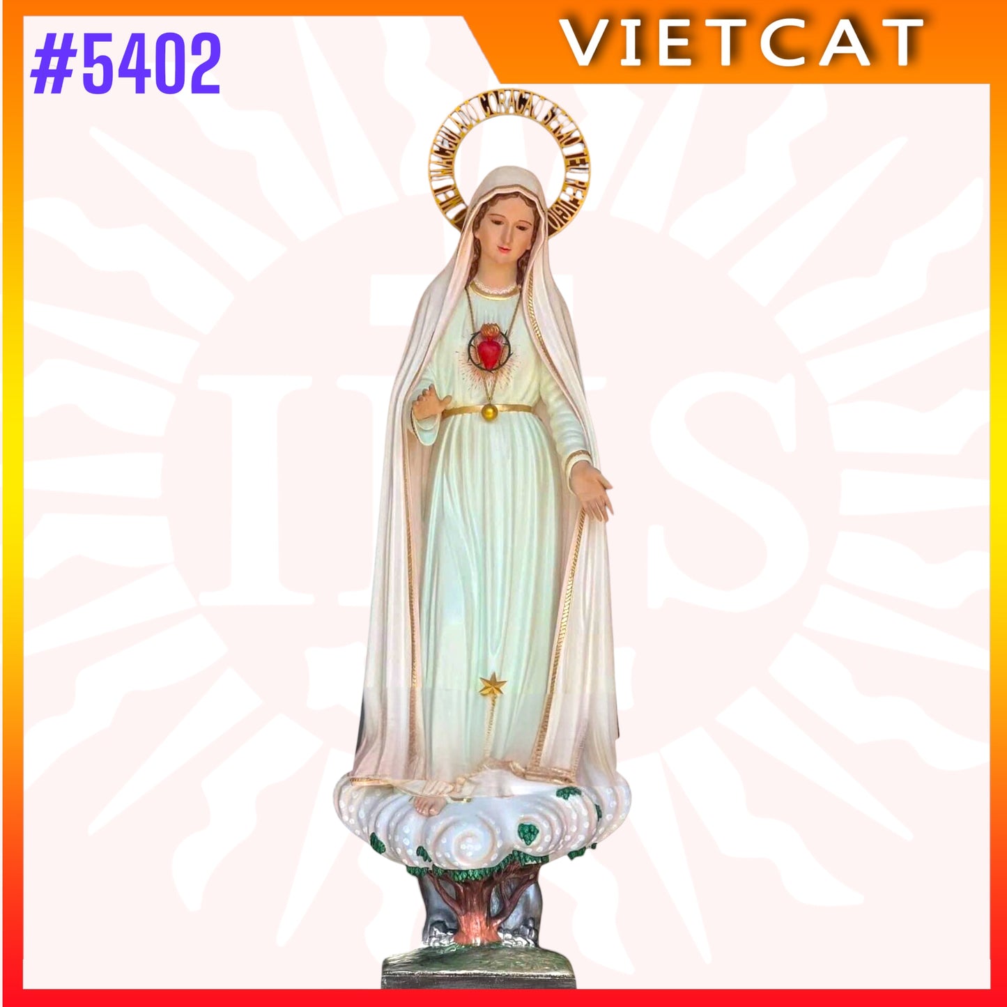 #5402 Hand-painted Wooden Statue of Our Lady of Fatima