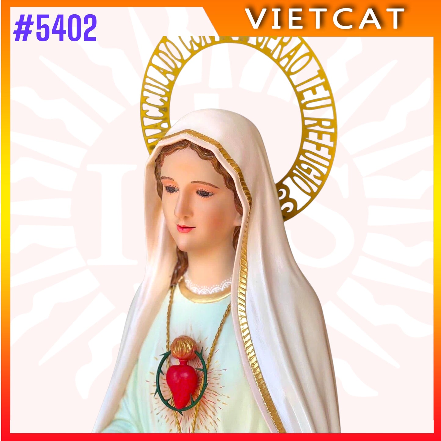 #5402 Hand-painted Wooden Statue of Our Lady of Fatima