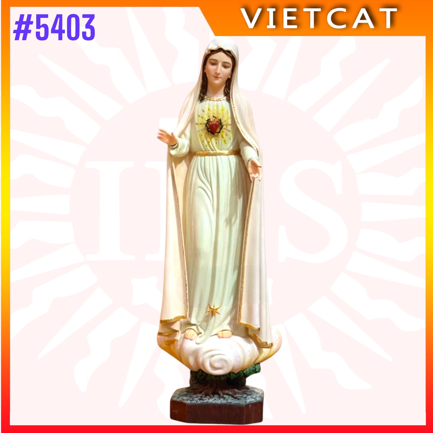 #5403 Hand-painted Wooden Statue of Our Lady of Fatima
