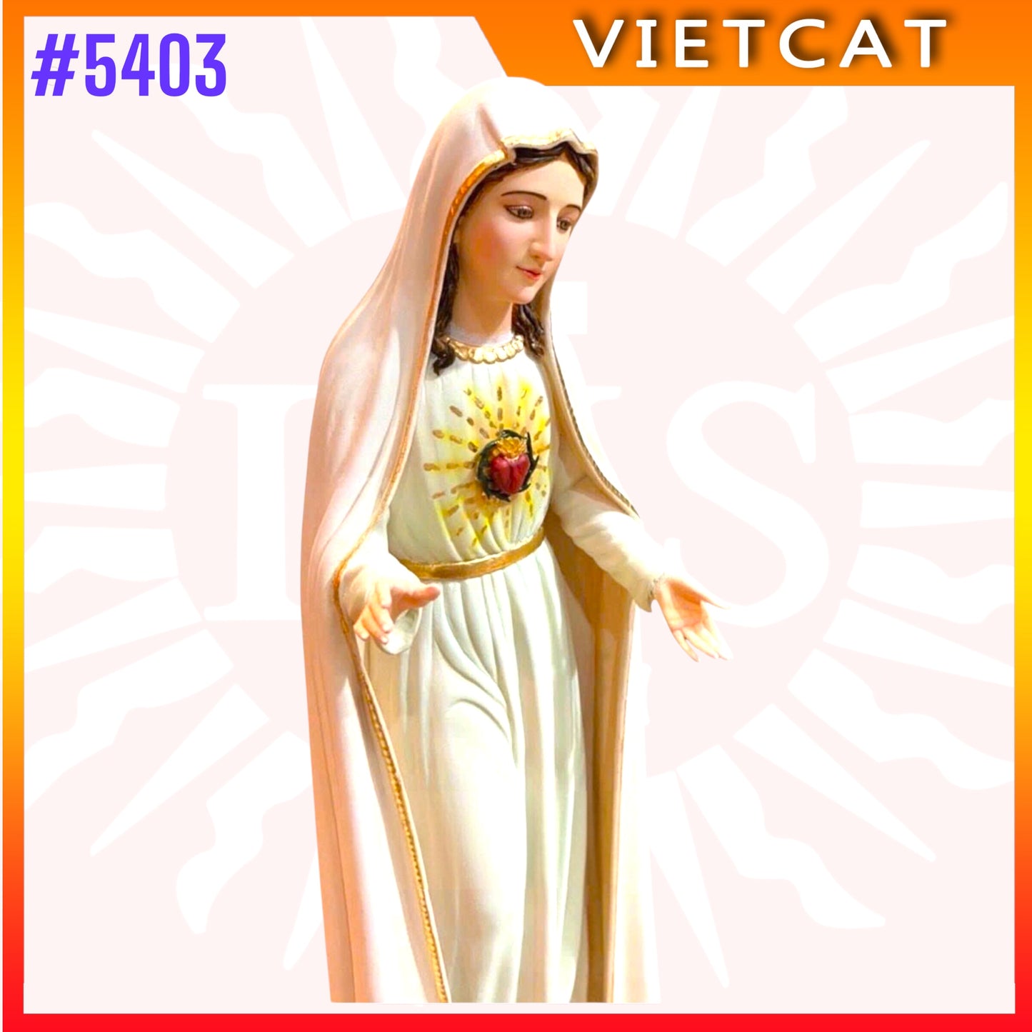 #5403 Hand-painted Wooden Statue of Our Lady of Fatima