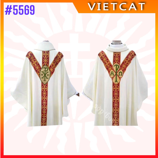 #5569 Elegant White Chasuble | Priest's Vestment