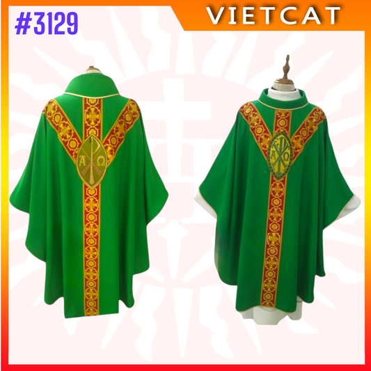 #3129 Elegant Green Chasuble | Priest's Vestment
