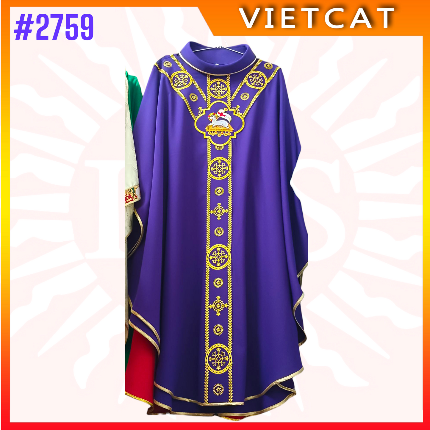 #2759 Premium Purple Chasuble | Embroidered Priest's Vestment
