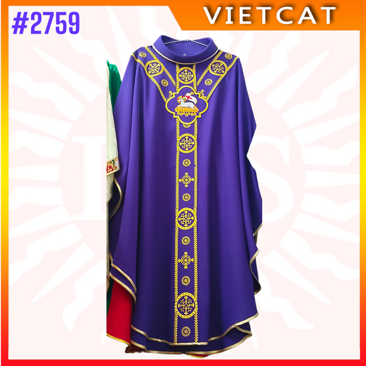 #2759 Premium Purple Chasuble | Embroidered Priest's Vestment