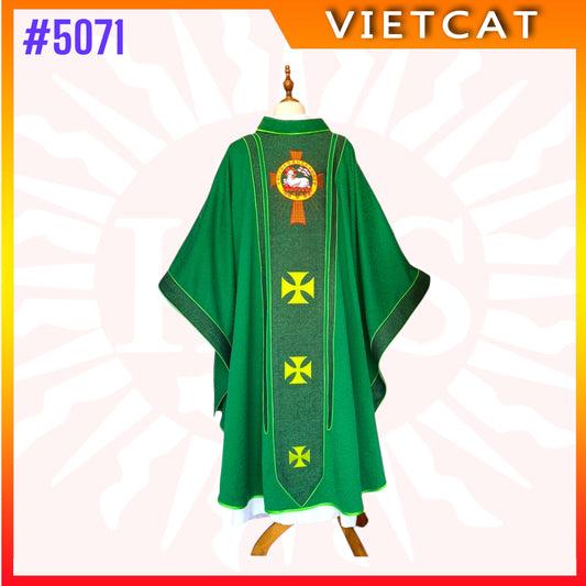 #5071 Premium Green Chasuble | Embroidered Priest's Vestment