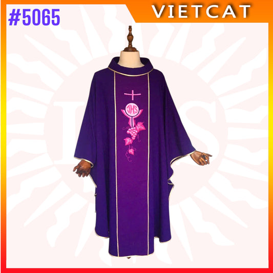 #5065 Premium Purple Chasuble | Embroidered Priest's Vestment