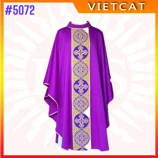 #5072 Premium Purple Chasuble | Embroidered Priest's Vestment