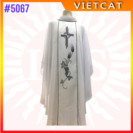 #5067 Premium White Chasuble | Embroidered Priest's Vestment
