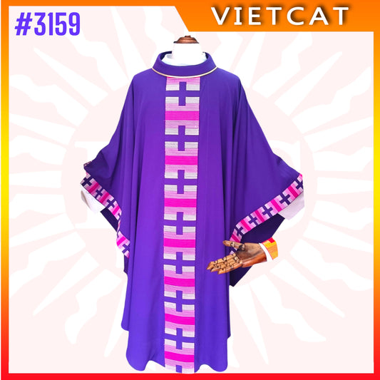 #3159 Premium Purple Chasuble | Embroidered Priest's Vestment