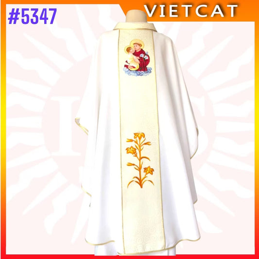 #5347 Premium White Chasuble | Embroidered Priest's Vestment
