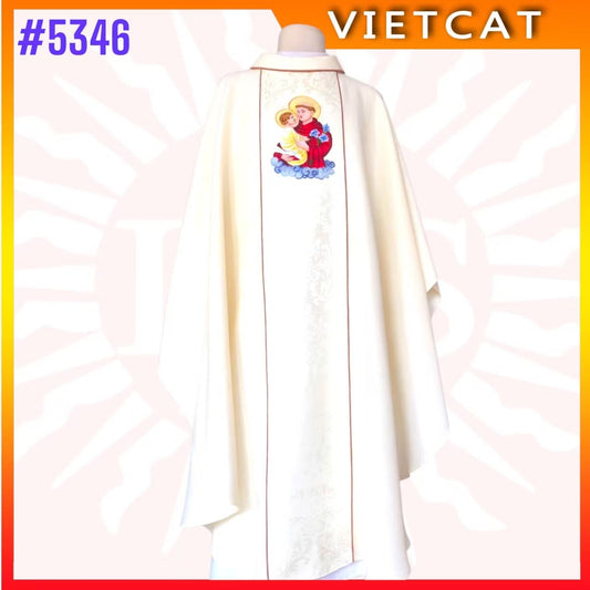 #5346 Premium White Chasuble | Embroidered Priest's Vestment