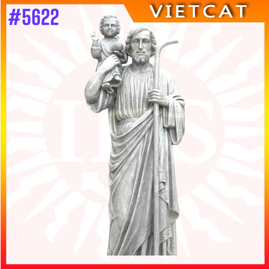 #5622 Statue of Saint Joseph with Child Jesus | Natural Marble