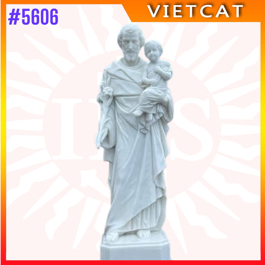 #5606 Statue of Saint Joseph with Child Jesus | Natural Marble