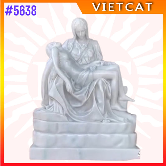 #5638 Pietà Statue | Michelangelo Style | Hand-carved Natural Marble