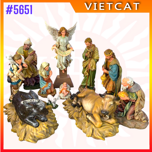 #5651 Hand Painted 11-Piece Indoor Nativity Sets ｜Resin Figurine｜Made in Vietnam