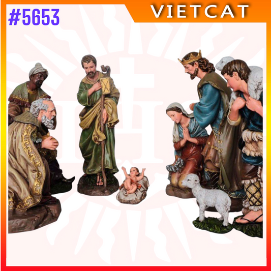 #5653 Hand Painted 11-Piece Indoor Nativity Sets ｜Resin Figurine｜Made in Vietnam