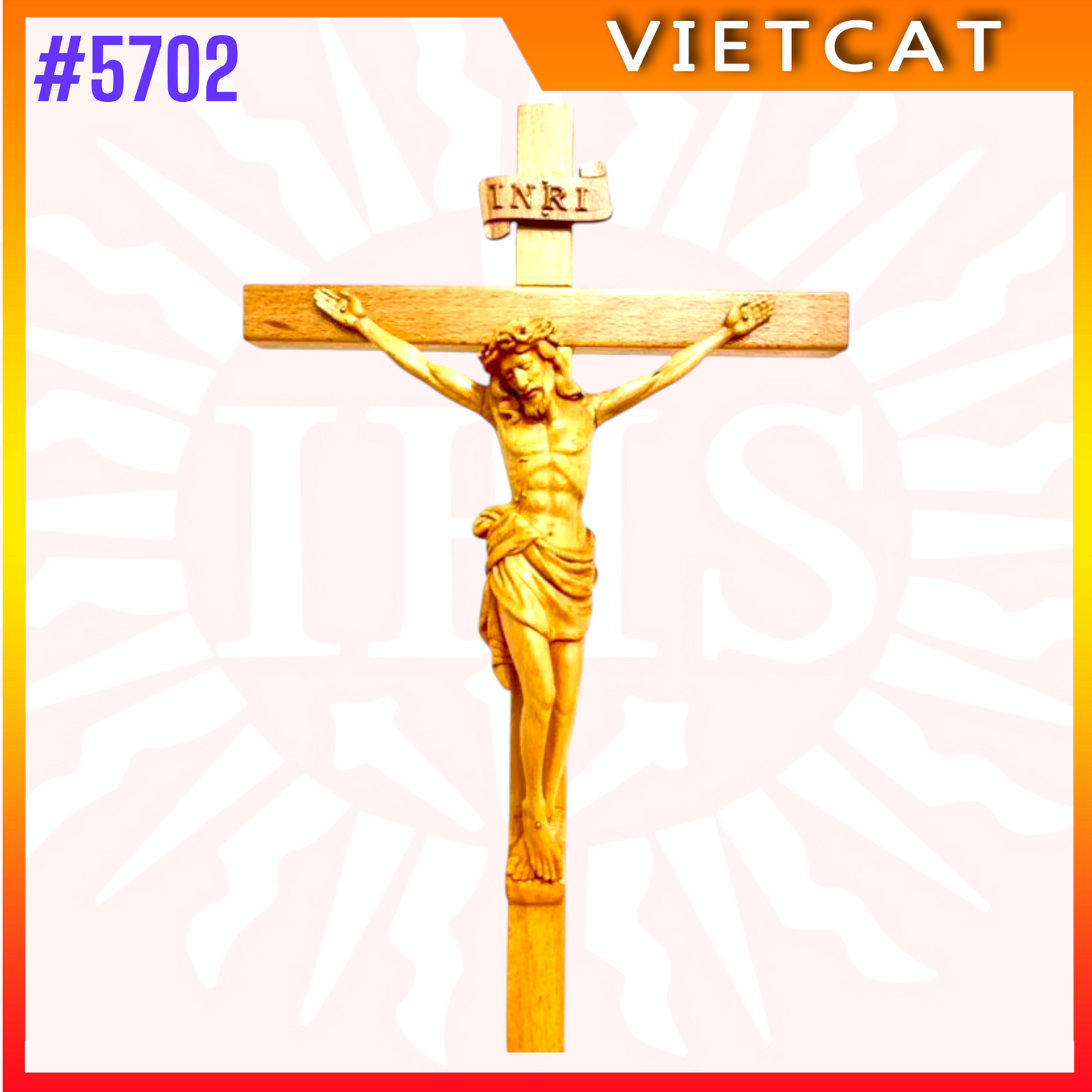 #5702 Wooden Crucifix Altar Display – Made in Vietnam