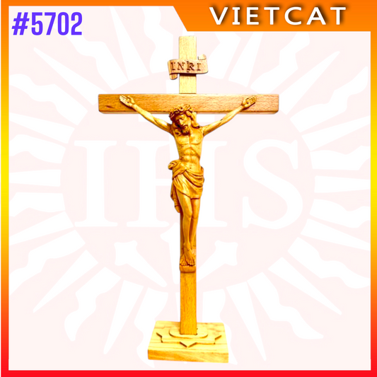 #5702 Wooden Crucifix Altar Display – Made in Vietnam