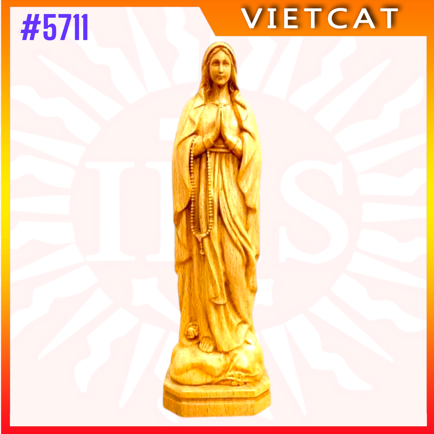 #5711 Wooden Risen Crucifix Altar H36cm + Blessed Maria H20cm + St. Joseph H20cm｜COMBO