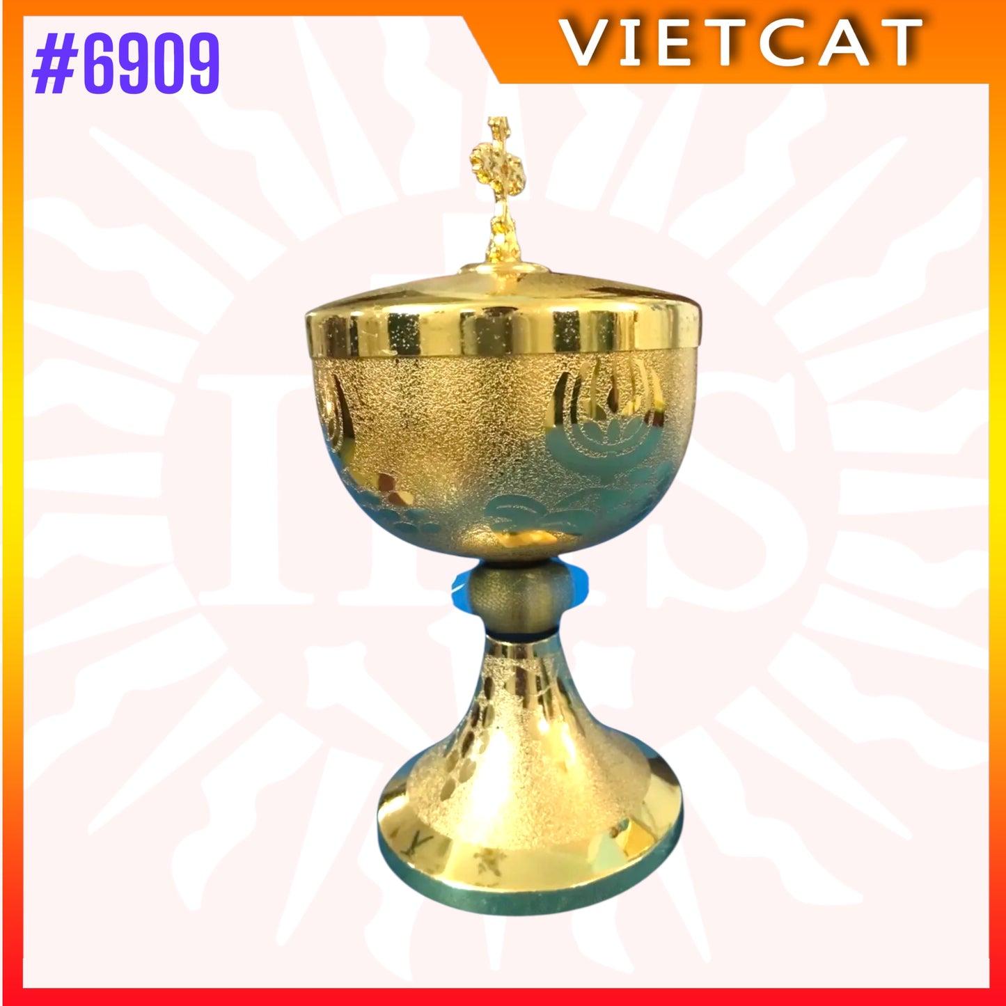 #6909 Premium copper with durable gold-plated surface Ciborium | Vietnamese Imported | H19.8cm