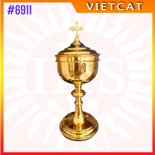#6911 Premium Nickel Gold-Plated Ciborium | Vietnamese Imported | H24cm