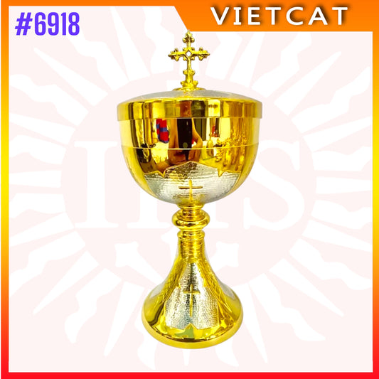 #6918 Premium Gold-Plated Copper Ciborium | Vietnamese Imported | H22cm