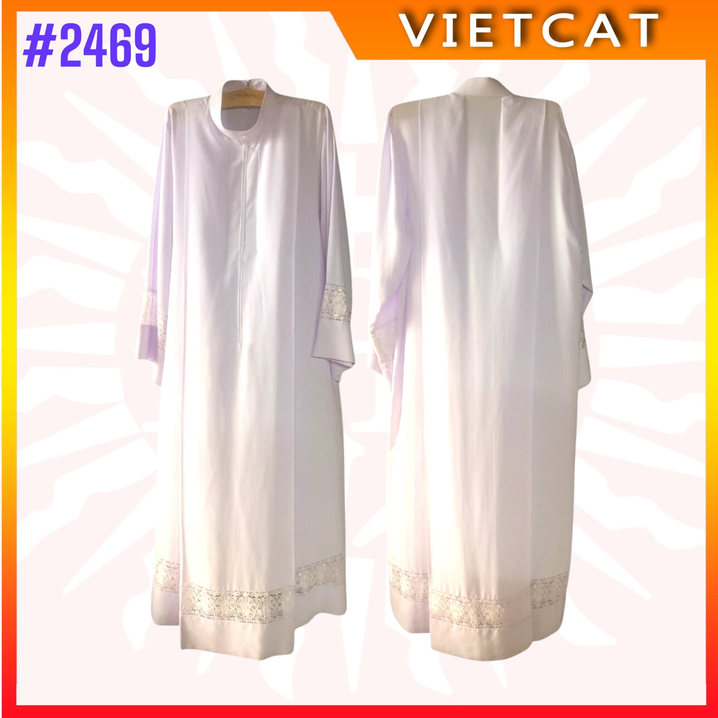 #2469 Catholic Priest Alb with delicate lace trimming | Made in Vietnam