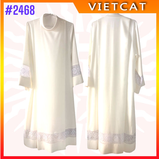 #2468 Catholic Priest Alb with delicate lace trimming | Made in Vietnam