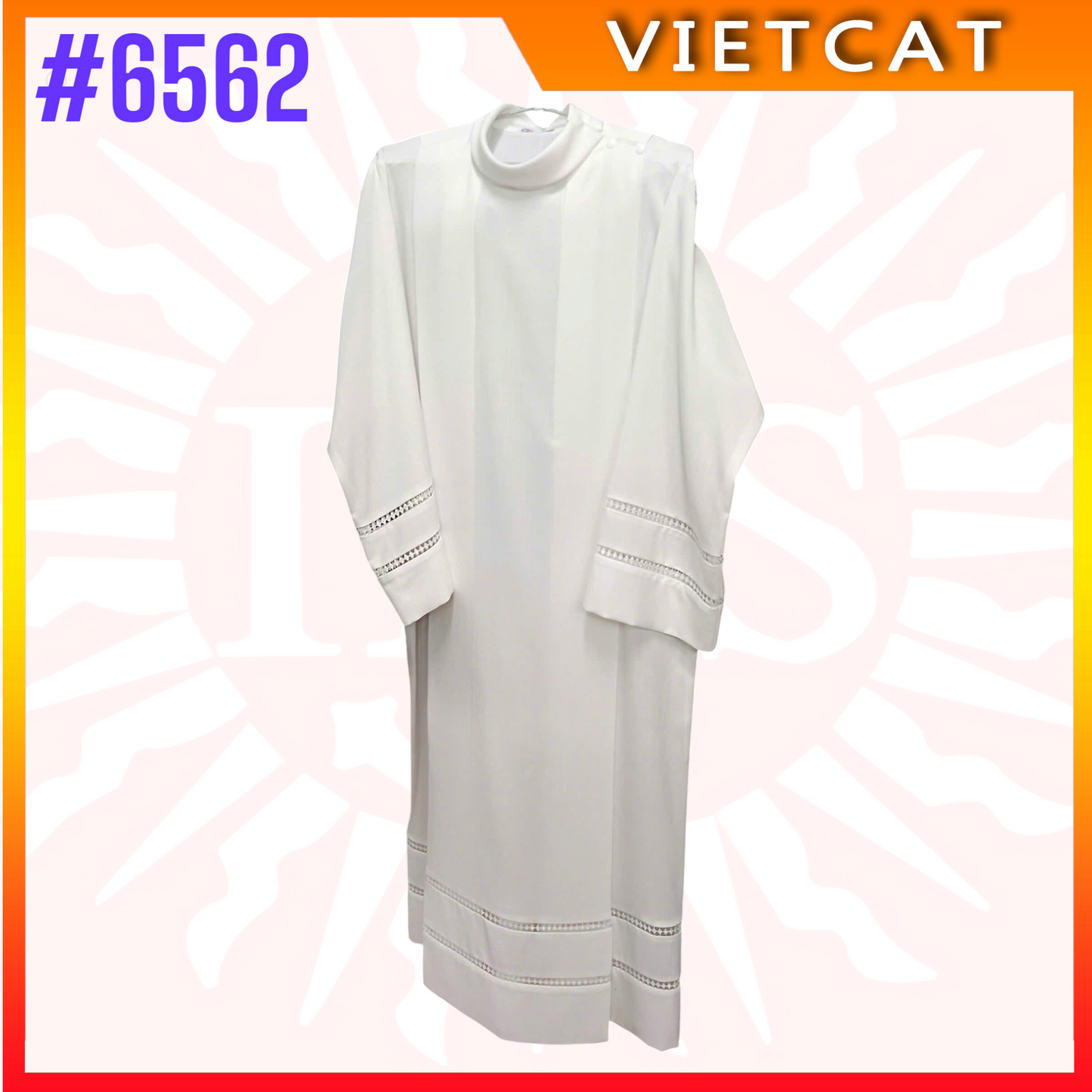 #6562 Round Neck Surplice with delicate lace | Handcrafted by Vietnamese Seminary