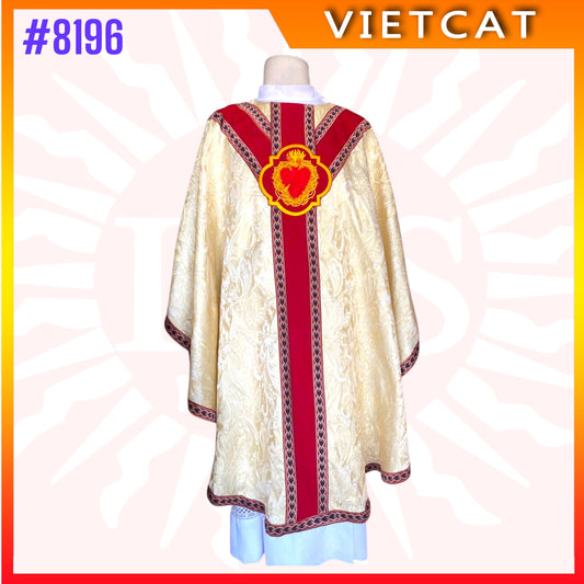 #8196 Chasuble with New Collar Design | Priest's Vestment | Made in Vietnam | Italian Brocade Fabric
