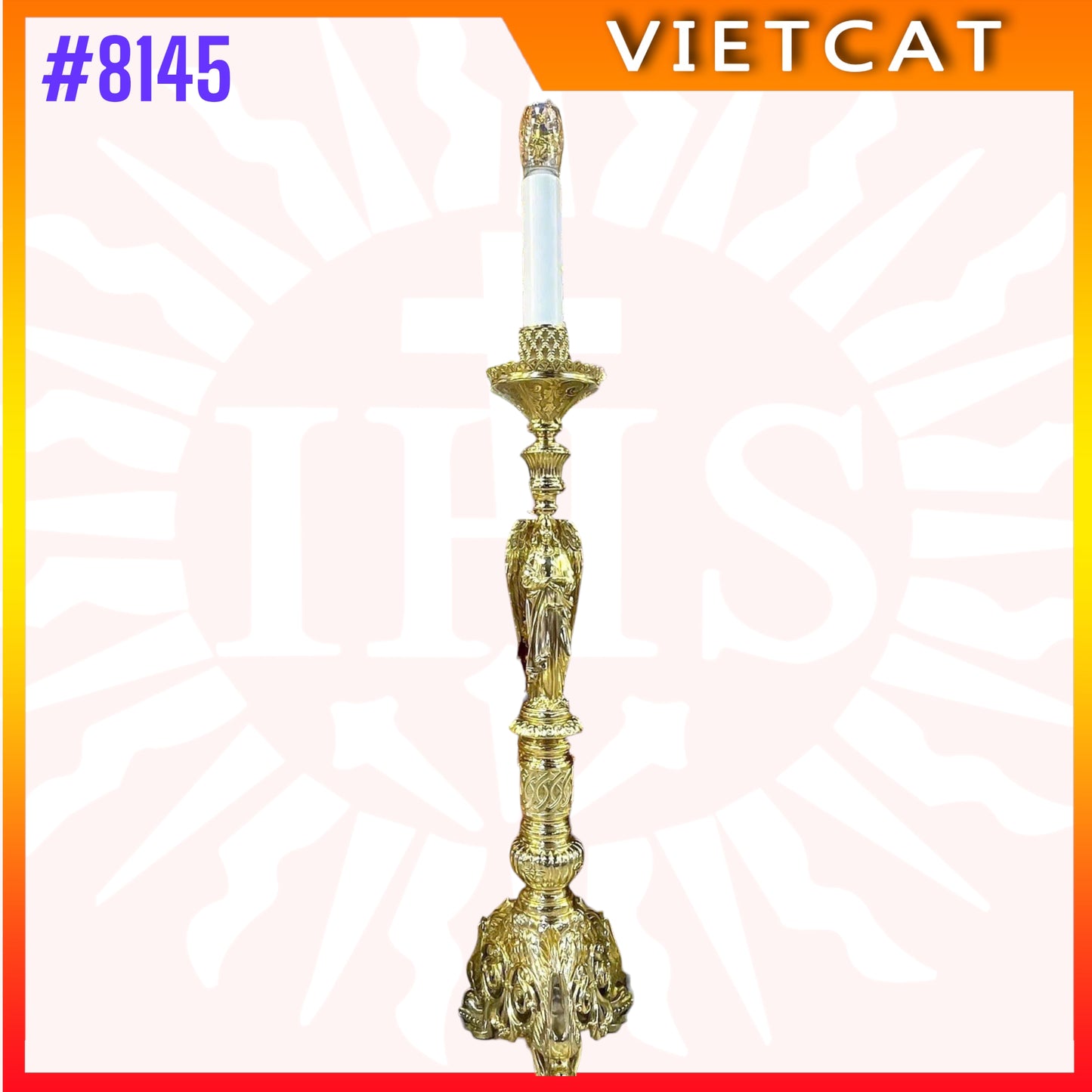 #8145 Vietnam imported high-quality solid brass Angel Candlestick | H 150cm