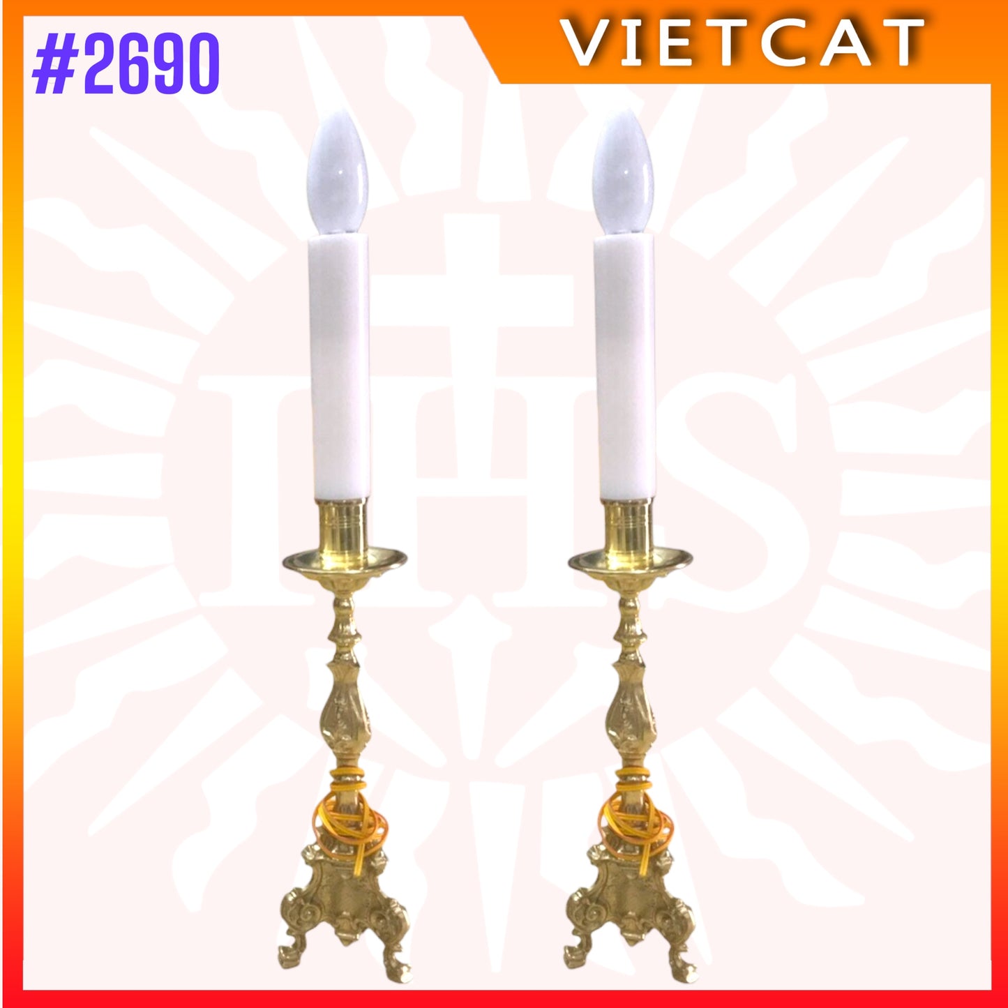 #2690 Imported Electric Brass Candle Holders | Made in Vietnam  | H 100cm