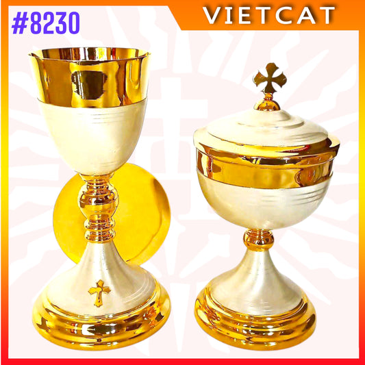 #8230 Gold-Plated Brass Chalice Ciborium Set | Made-in-Vietnam | H 23cm