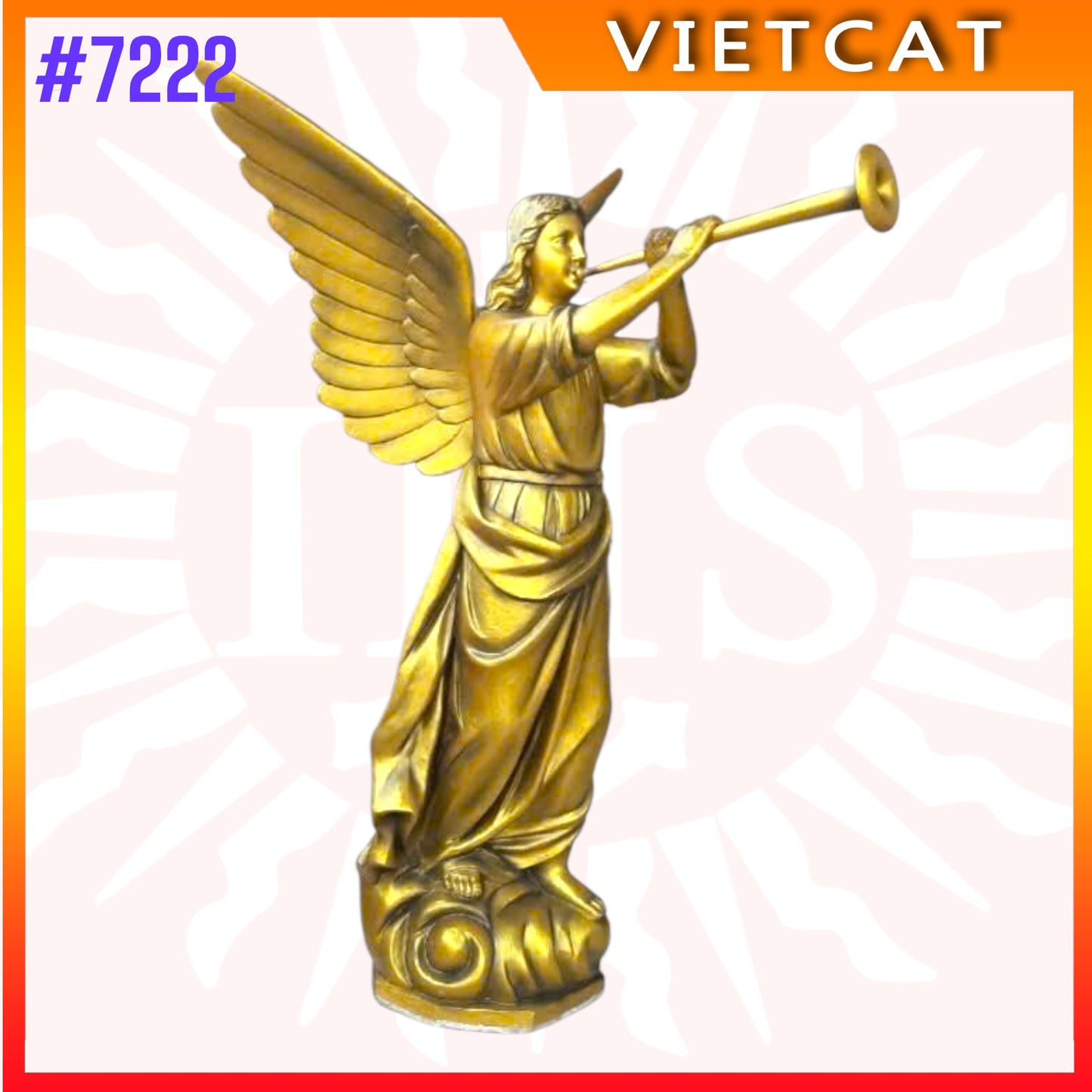 #7222 Hand-Painted Trumpeting Angel Cement Statue imported from Vietnam｜Made to Order