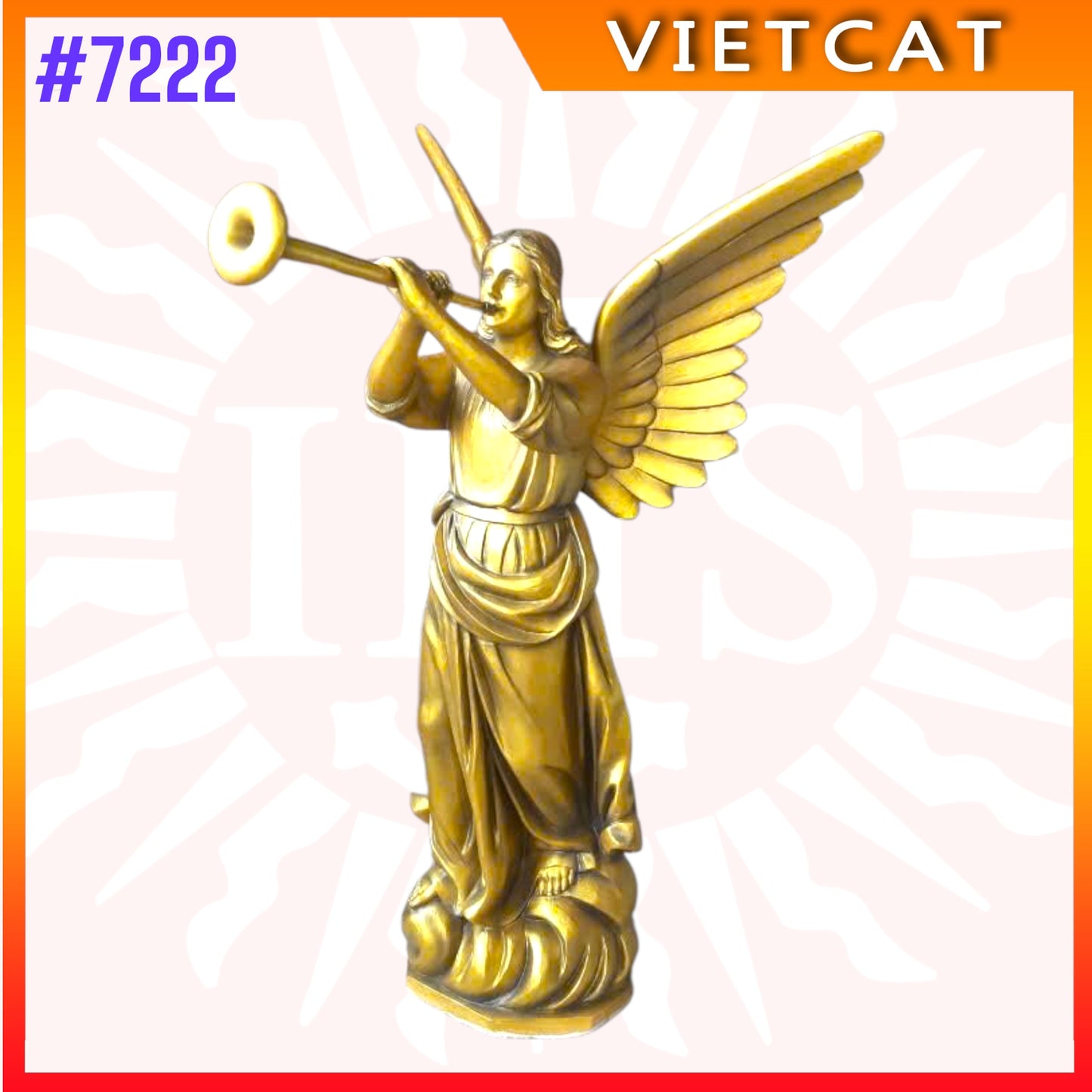 #7222 Hand-Painted Trumpeting Angel Cement Statue imported from Vietnam｜Made to Order
