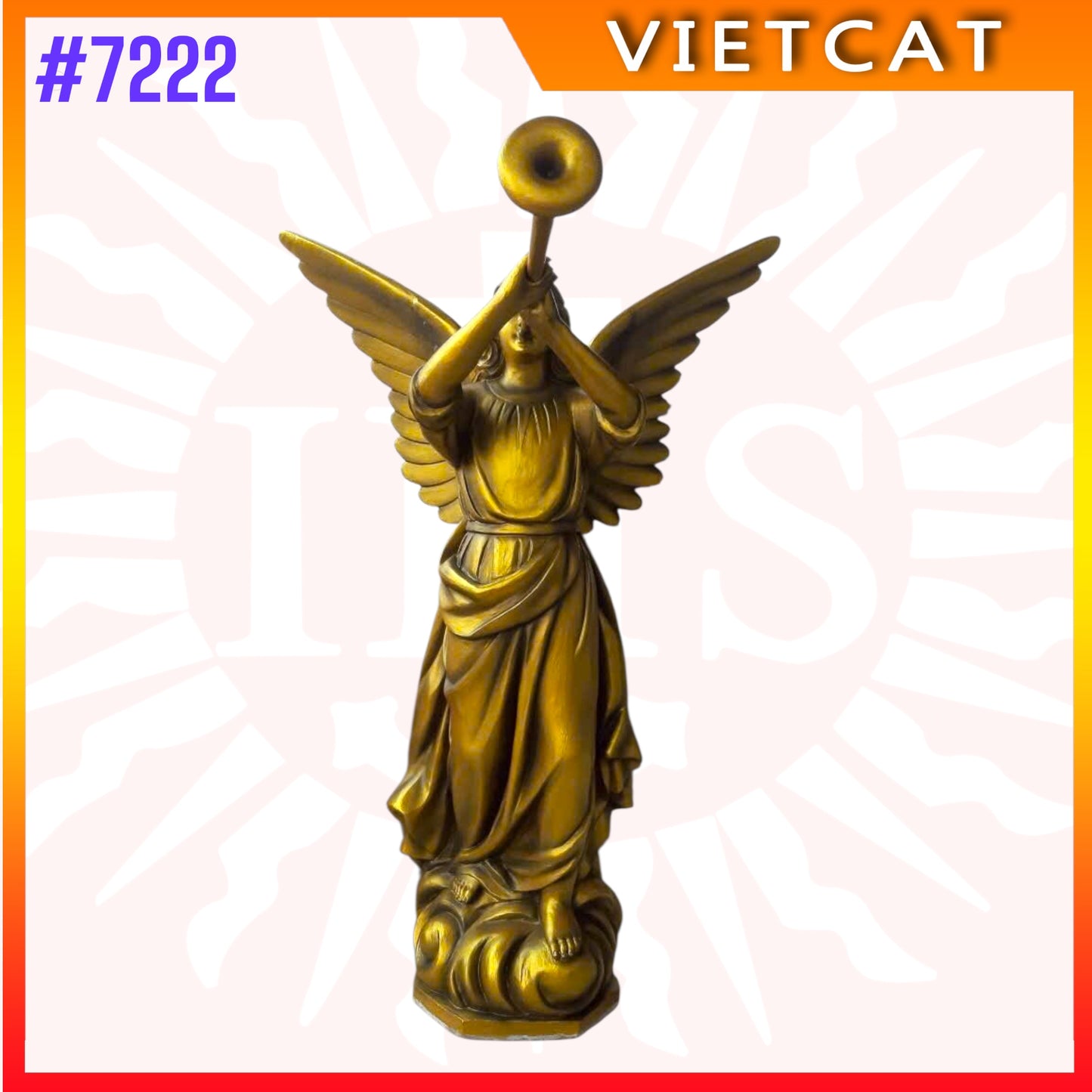#7222 Hand-Painted Trumpeting Angel Cement Statue imported from Vietnam｜Made to Order