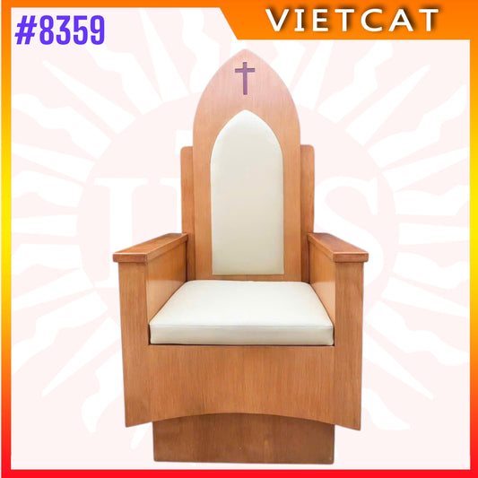#8359 – Church Celebrant Chair |  Ash Wood Church Furniture | Made In Vietnam｜Made to Order｜H1.5m