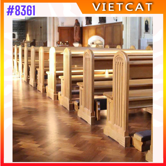 #8361 – Gothic-Style Church Pew |  Ash Wood Church Furniture | Made In Vietnam｜Made to Order