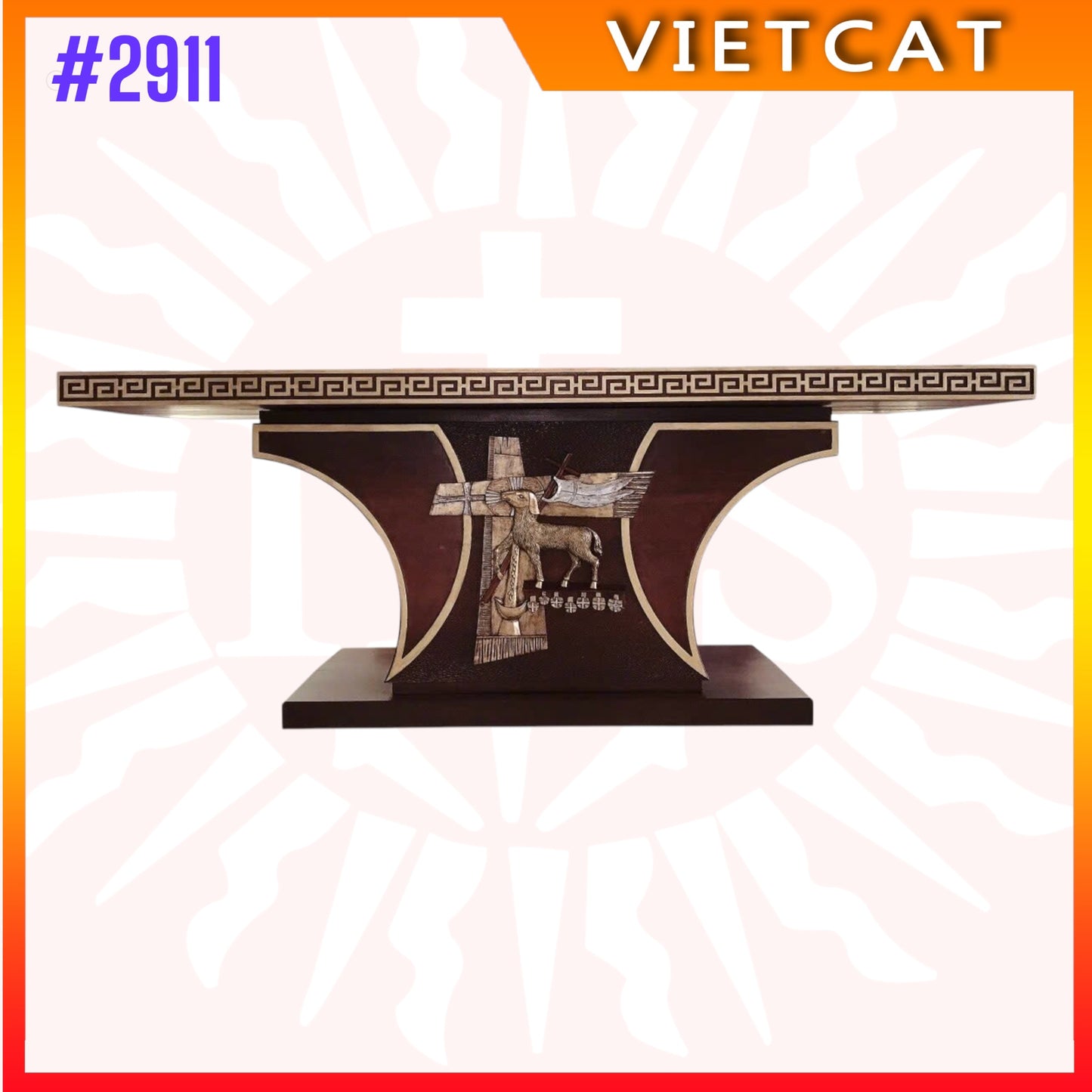 #2911 – Solid Wood Altar | Wood Church Furniture | Made In Vietnam｜Made to Order｜L1.6m