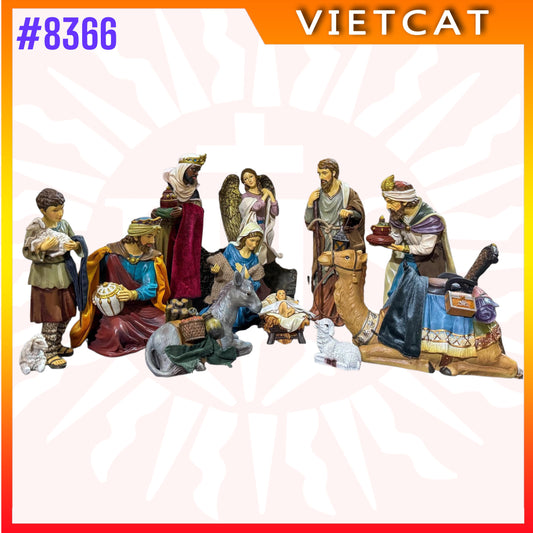 #8366 Hand-painted Christmas Nativity Scene Set Resin Statue | Made In Vietnam｜H30cm