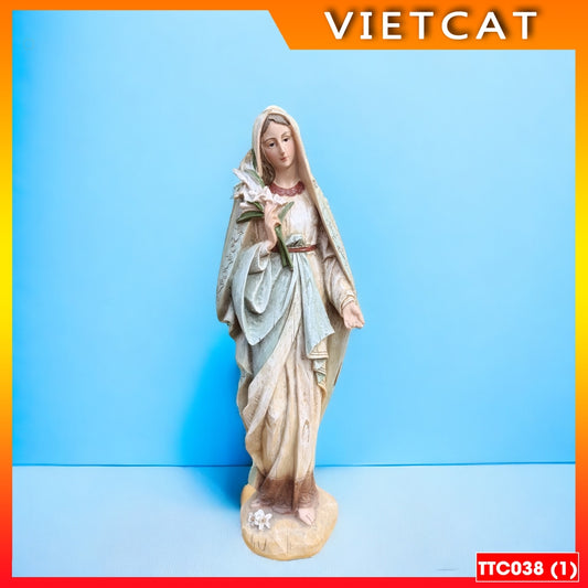 Statue of Our Lady of the Lily of the Valley, Italian model, antique imitation, 30cm Composite TTC038