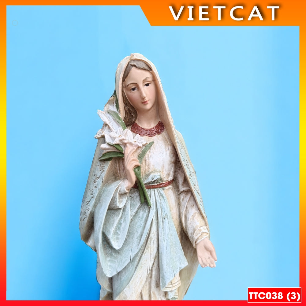 Statue of Our Lady of the Lily of the Valley, Italian model, antique imitation, 30cm Composite TTC038