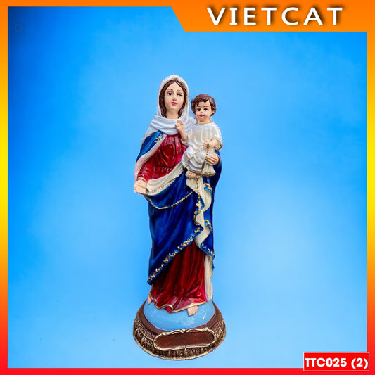 Statue of Virgin Mary holding Jesus 20cm composite hand painted TTC025