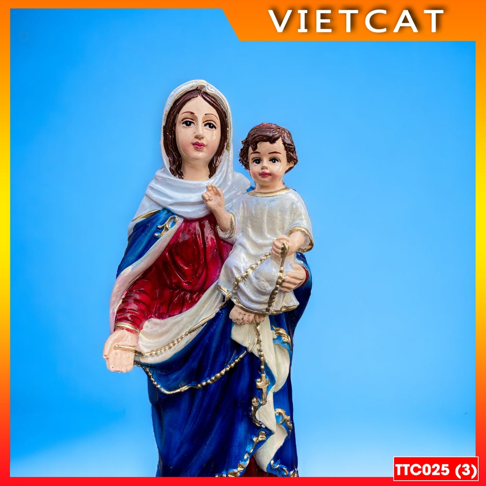 Statue of Virgin Mary holding Jesus 20cm composite hand painted TTC025