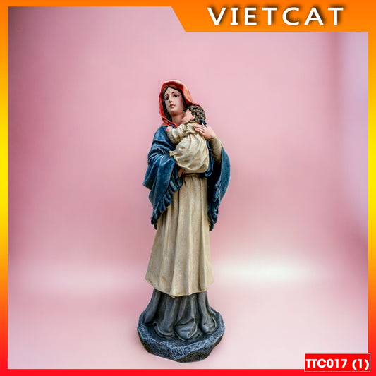 Statue of Virgin Mary holding Jesus 25cm high quality hand painted Composite TTC017